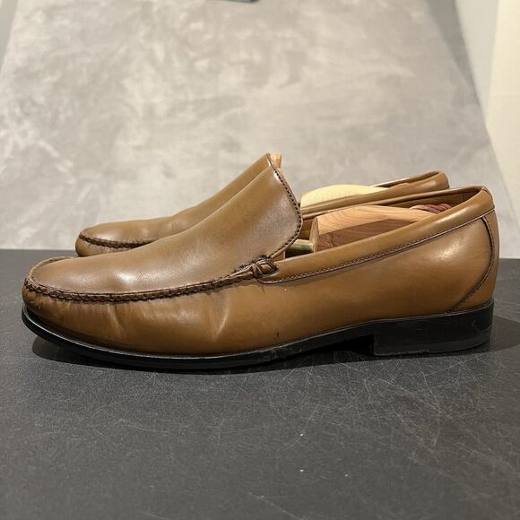 Cole Haan Moc Toe Loafers Mens 10 M Cognac Brown Leather Slip On Casual Dress - Picture 3 of 11